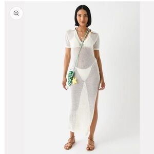 l*space White Beach Cover-Up with V-Neck and High Slit